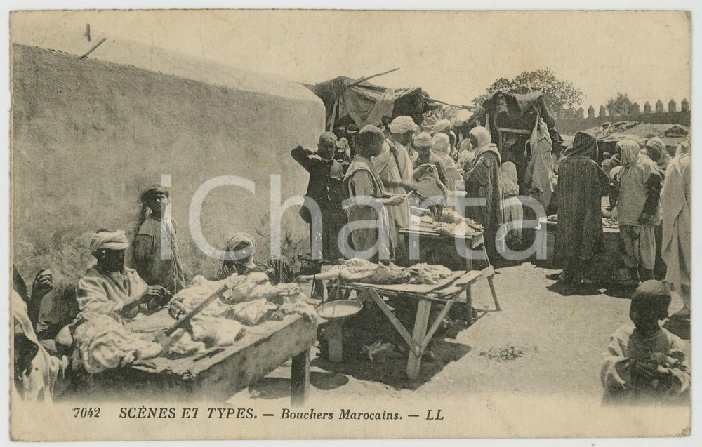 1925 MAROC Scènes et Types - Bouchers marocains - Carte postale ANIMEE Cartolina postale d'epoca, scritta ma non viaggiata.CONDIZIONI: GFORMATO: FP    originale e autentica 1
