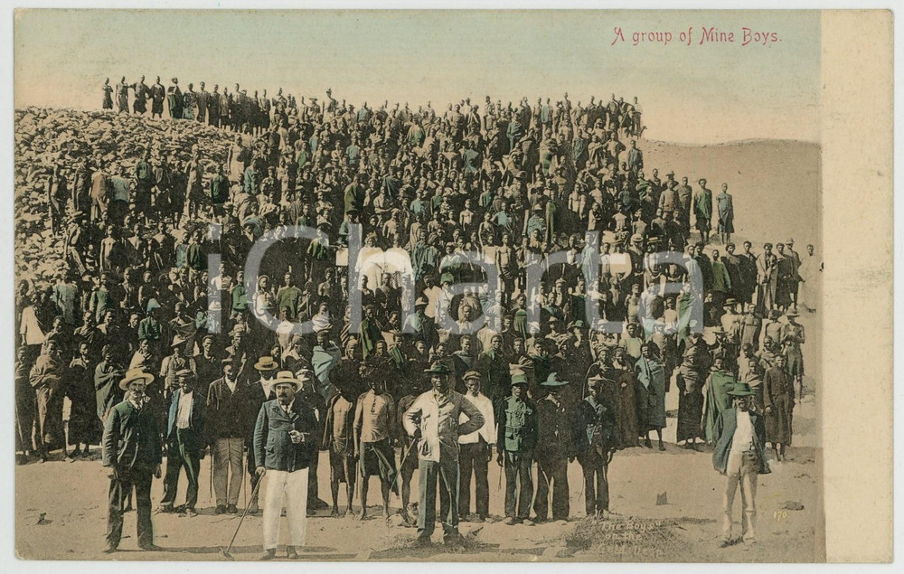 1910 ca SOUTH AFRICA A group of Mine Boys - Old chromo postcard  Cartolina postale d'epoca, non viaggiata.CONDIZIONI: GFORMATO: FP    originale e autentica 1