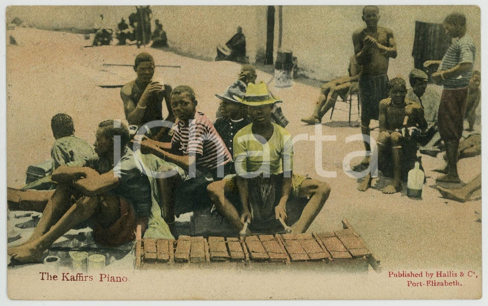 1906 PORT ELIZABETH (SOUTH AFRICA) The Kaffirs Piano - Postcard Types ETHNIC  Cartolina postale d'epoca, viaggiato.CONDIZIONI: GFORMATO: FP    originale e autentica 1