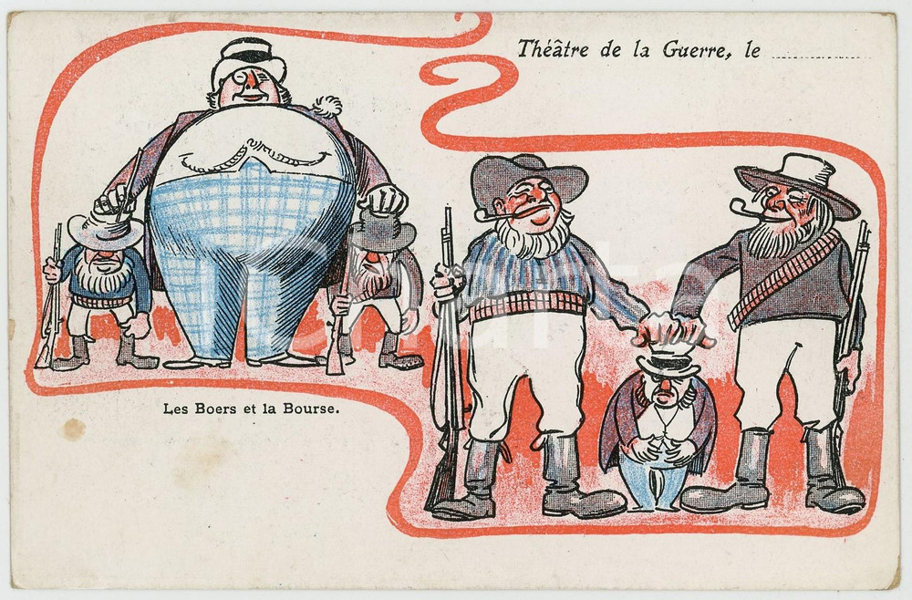 1900ca GUERRE DES BOERS - THÉÂTRE DE LA GUERRE Boers et la Bourse Carte postale  Cartolina postale d'epoca, non viaggiata.CONDIZIONI: FAIR FORMATO: FP     originale e autentica 1