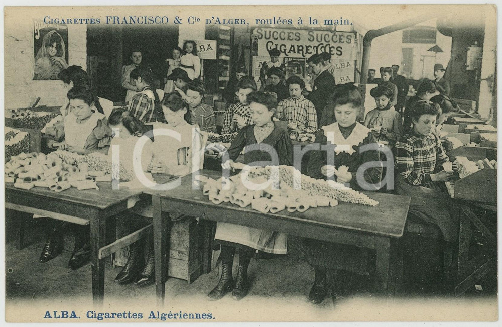 1910ca ALGERIE Cigarettes FRANCISCO ALBA Cigarettes algériennes Carte postale 1  Cartolina postale d'epoca, non viaggiata.CONDIZIONI: FAIRFORMATO: FP    originale e autentica 1