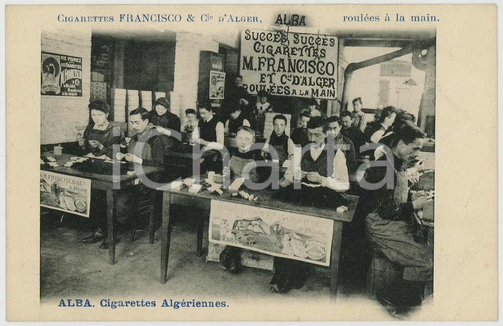 1910ca ALGERIE Cigarettes FRANCISCO ALBA Cigarettes algériennes - Carte postale  Cartolina postale d'epoca, non viaggiata.CONDIZIONI: FAIRFORMATO: FP    originale e autentica 1