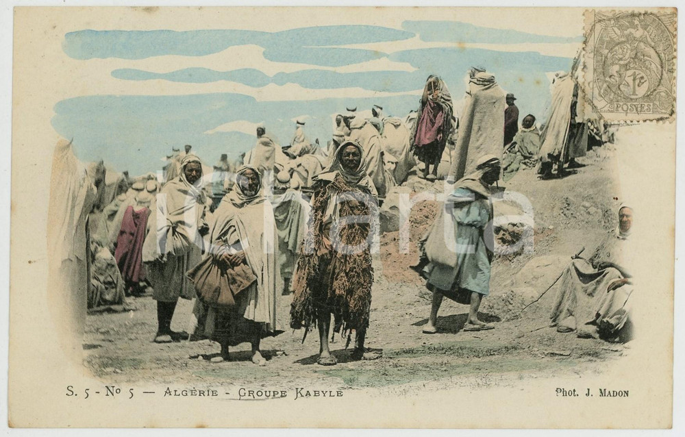 1903 ALGERIE Groupe Kabyle - Photo J. MADON Carte postale FP VG  Cartolina postale d'epoca, viaggiata.SERIE: S. 5 - No. 5CONDIZIONI: FAIRFORMATO: FP    originale e autentica 1