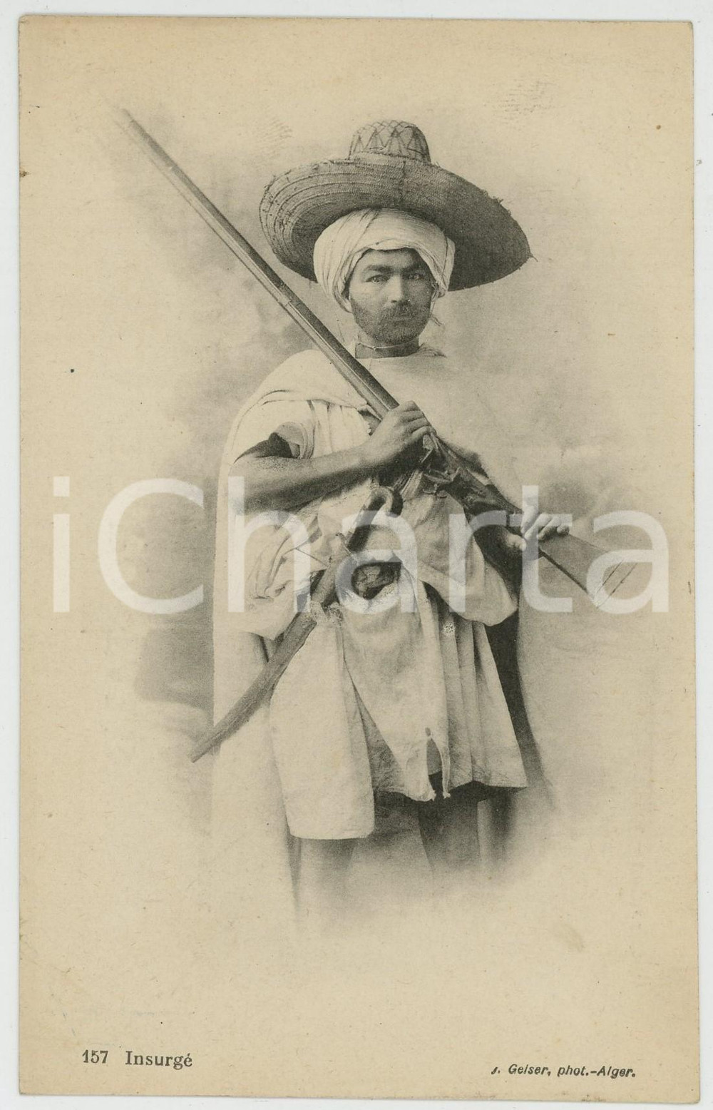 1910 ca ALGERIE Insurgé - Carte postale photo GEISER FP NV  Cartolina postale d'epoca, non viaggiata.CONDIZIONI: GFORMATO: FP    originale e autentica 1