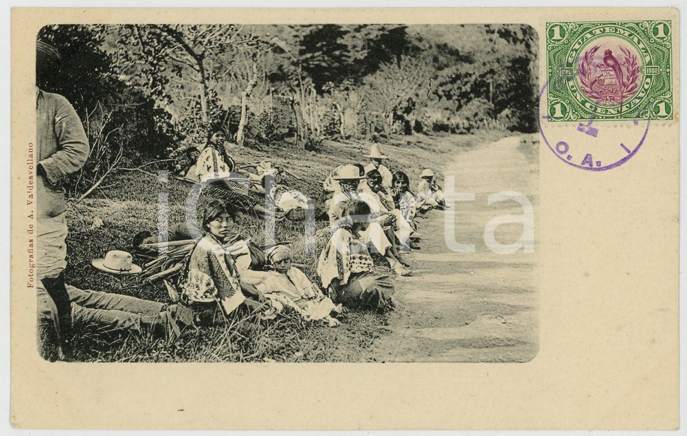 1902 GUATEMALA Siesta - Tarjeta postal antigua *TYPES ETHNIC postcard  Cartolina postale d'epoca, con bollo e timbro al recto.Foto A. ValdevellanoCONDIZIONI: G FORMATO: FP    originale e autentica 1