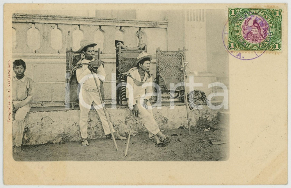 1902 GUATEMALA Portadores - Tarjeta postal antigua *TYPES ETHNIC postcard  Cartolina postale d'epoca, con bollo e timbro al recto.Foto A. ValdevellanoCONDIZIONI: G FORMATO: FP    originale e autentica 1