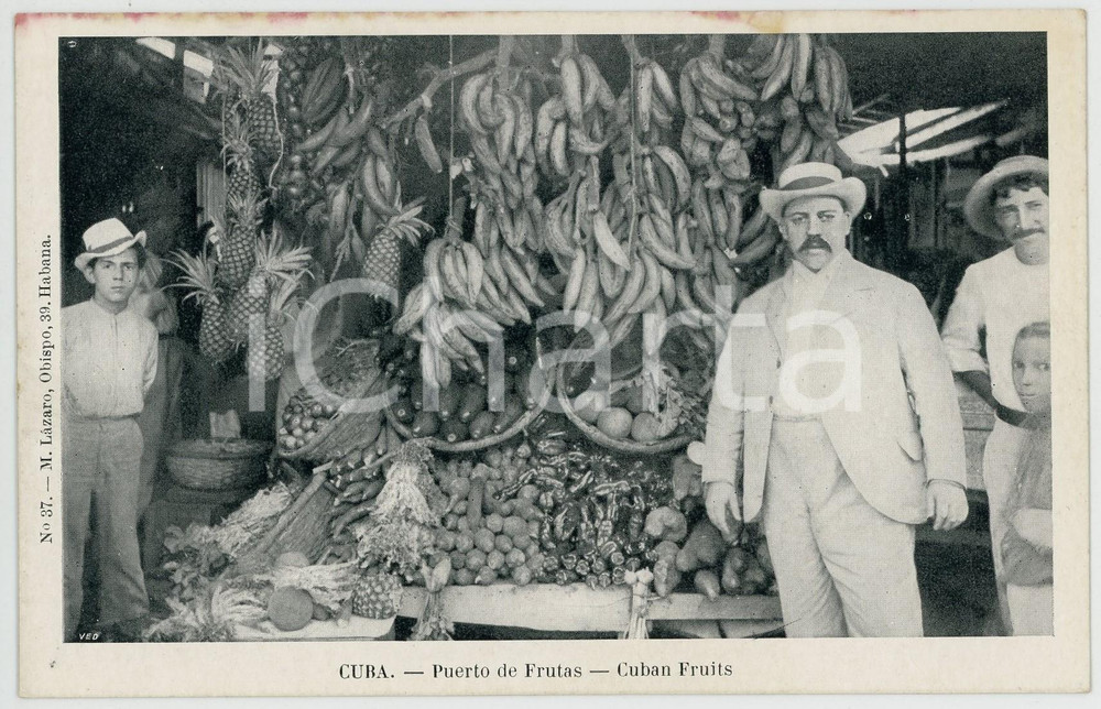 1900 ca CUBA Puerto de frutas - Cuban fruits - ANIMATED Postcard  Cartolina postale d'epoca, non viaggiata.CONDIZIONI: FAIR (minime macchie al lato superiore)FORMATO: FPEDITORE: M. Lazaro - Habana    originale e autentica 1