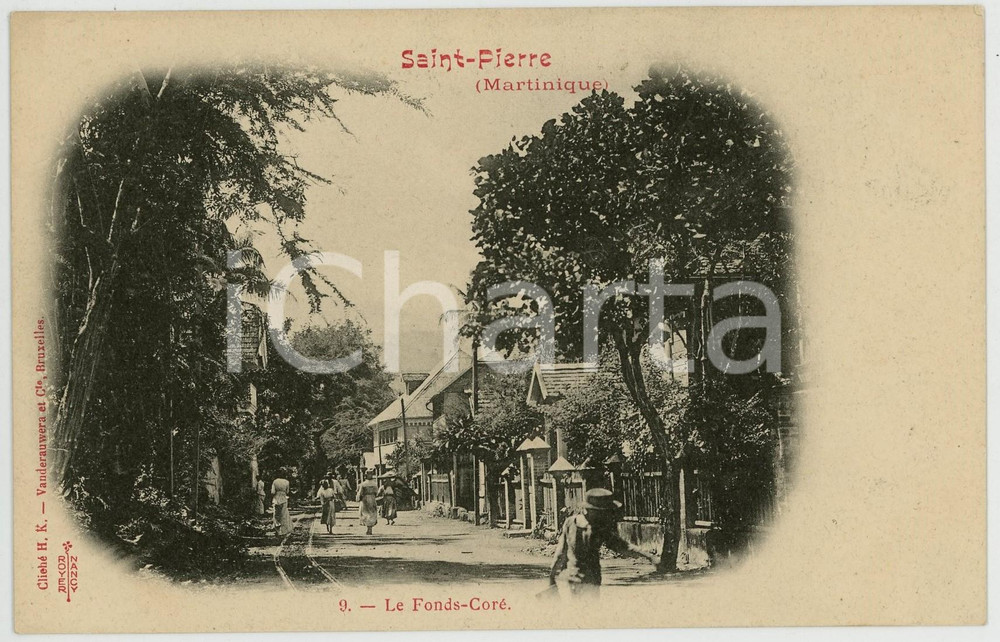 1900 ca SAINT-PIERRE (MARTINIQUE) Le Fonds-Coré - Old postcard ANIMATED  Cartolina postale d'epoca, non viaggiata.CONDIZIONI: G FORMATO: FP    originale e autentica 1