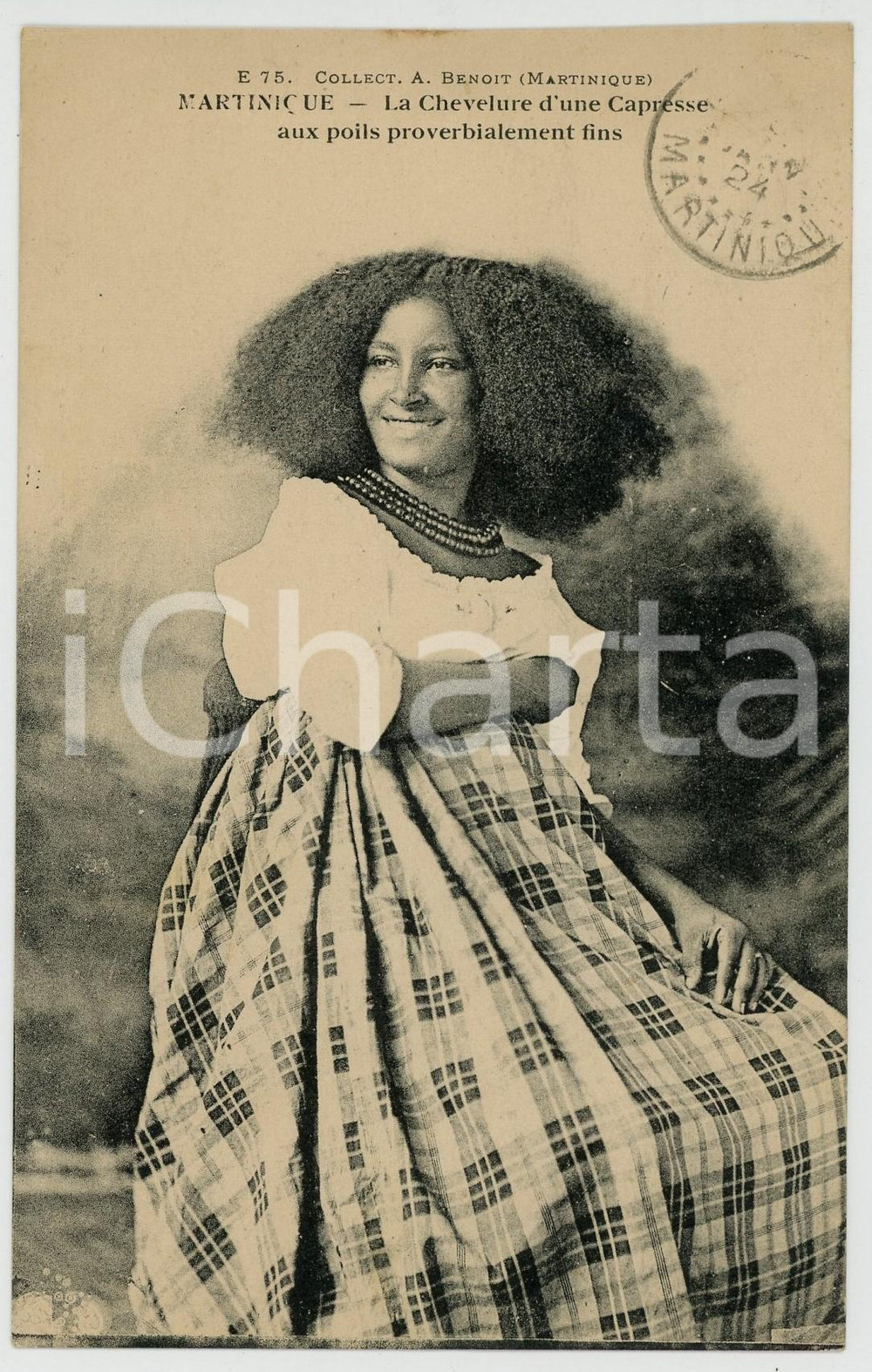 1924 MARTINIQUE La chevelure d'une capresse - Carte postale ETHNIQUE  Cartolina postale d'epoca, viaggiata.CONDIZIONI: G FORMATO: FP    originale e autentica 1