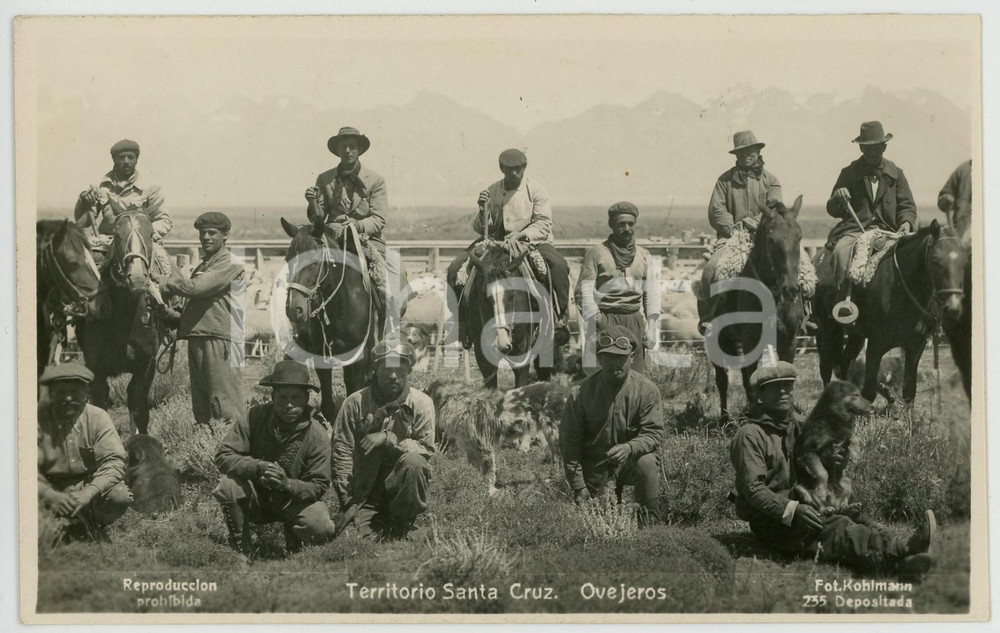 1930 ca SANTA CRUZ (ARGENTINA) Ovejeros - RPPC Postcard Photo KOHLMANN  Fotocartolina postale d'epoca, non viaggiata.CONDIZIONI: GFORMATO: FP    originale e autentica 1