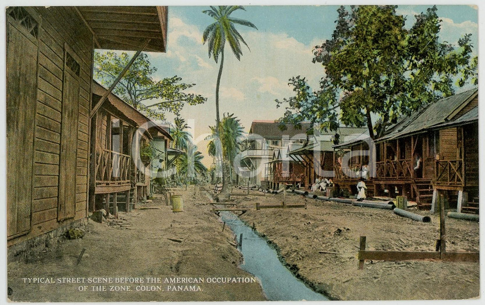 1920 ca COLON (PANAMA) Street scene before the American occupation - Postcard  Cartolina postale d'epoca, non viaggiata.CONDIZIONI: GFORMATO: FP    originale e autentica 1