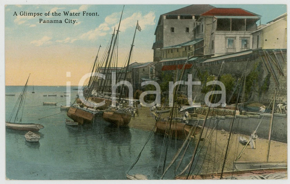 1915 ca PANAMA CITY A glimpse of the Water Front - Original old postcard  Cartolina postale d'epoca, non viaggiata.CONDIZIONI: GFORMATO: FP    originale e autentica 1