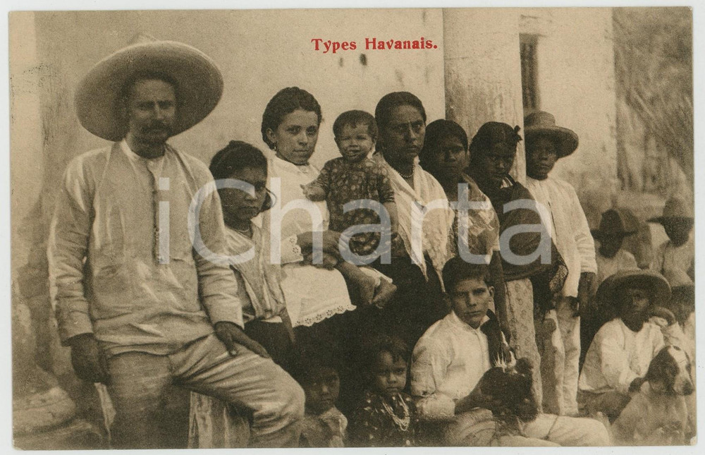 1908 HAVANA (CUBA) Types havanais - ANIMATED ETHNIC French Postcard  Cartolina postale d'epoca, viaggiata.CONDIZIONI: GFORMATO: FP    originale e autentica 1