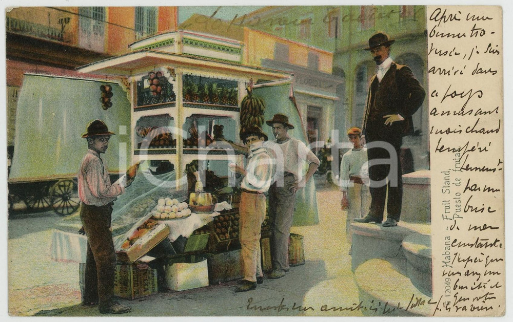 1905 LA HABANA (CUBA) Vendedores - ANIMATED Types ETHNIC Postcard  Cartolina postale d'epoca, viaggiata (ma francobollo asportato).CONDIZIONI: G (minime smussature angolari)FORMATO: FP    originale e autentica 1