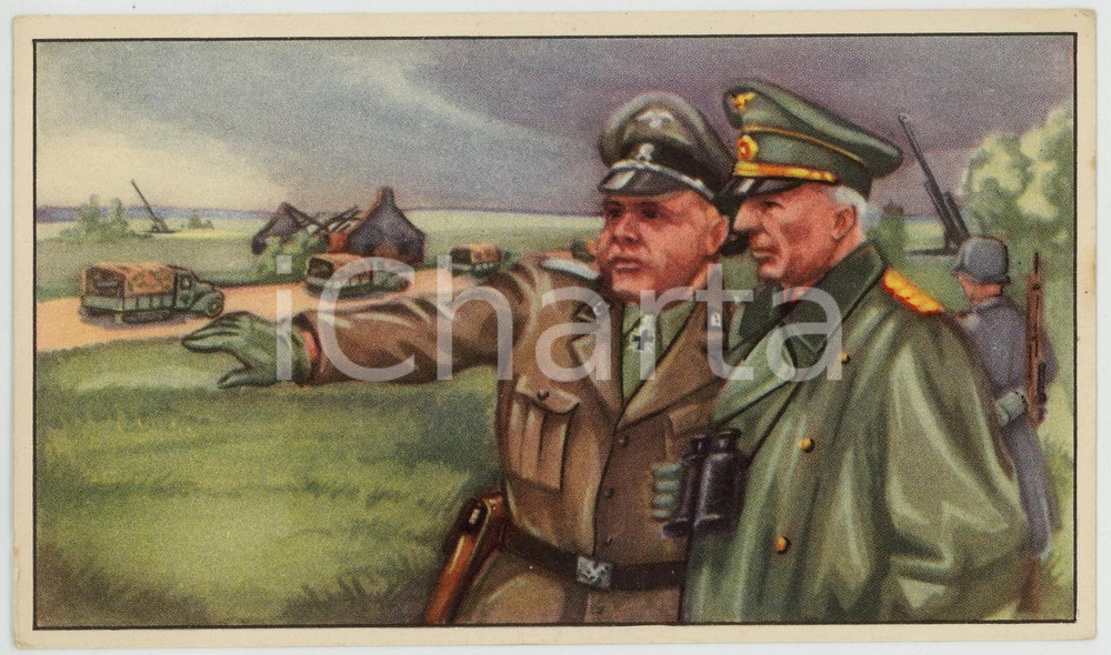 1945 ca WW2 Landing in Europe - Toffee TREFIN - VON KLUGE - Chromo n° 41 Cartoncino cromo, originale d'epoca, pubblicitario "Toffe Trefin / L'Abeille-De Bie".Serie di 48 cromo "Le d&eacute;barquement en Europe" (Sbarco in Europa). GOOD/buono minima piegatura angolare Formato: 14x8 cm originale e autentica 1