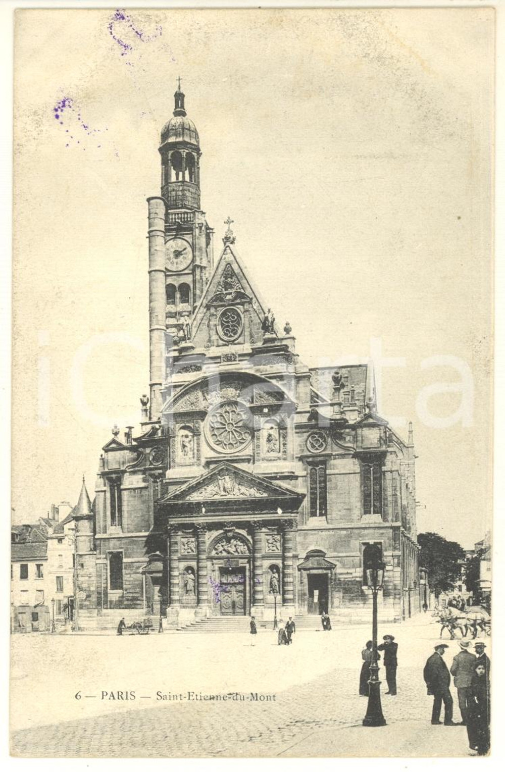 1905 ca PARIS Saint-Etienne-du-Mont *Carte postale SONORINE RARE  Cartolina postale d'epoca, non viaggiata, con timbro al verso "Cartes postales parlantes" e l'indicazione del lato da registrare. FAIR/discreto macchie Formato: 14x9 cm originale e autentica 1