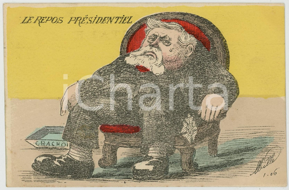 1906 FRANCE - SATIRE Armand FALLIÈRES Le repos présidentiel - Carte postale  Cartolina postale d'epoca, non viaggiata. GOOD/buono  Formato: FP originale e autentica 1