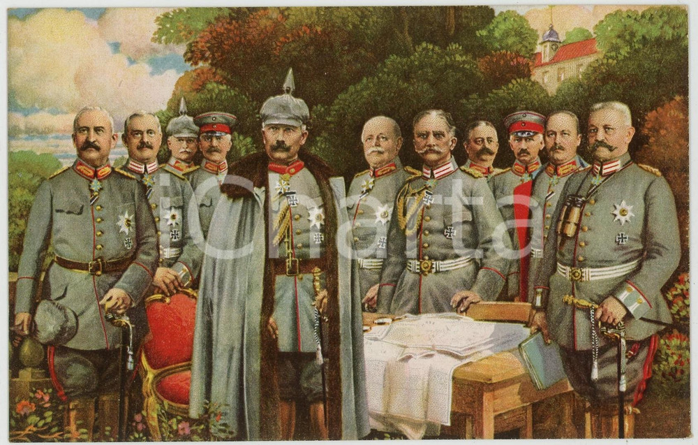 Cartolina originale da collezione 1915 ca WWI GERMANY Unsere HeerfÃ¼hrer im Osten  Wilhelm II PROPAGANDA Postcard 1