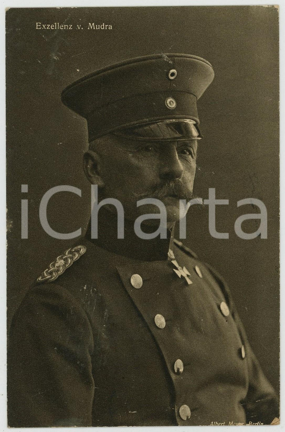 1916 WWI GERMANY - General Bruno von MUDRA - Portrait - Postcard Cartolina postale d'epoca, viaggiata.   POOR/danneggiato graffi superficiali in trasparenza Formato: 9x14 cm originale e autentica 1