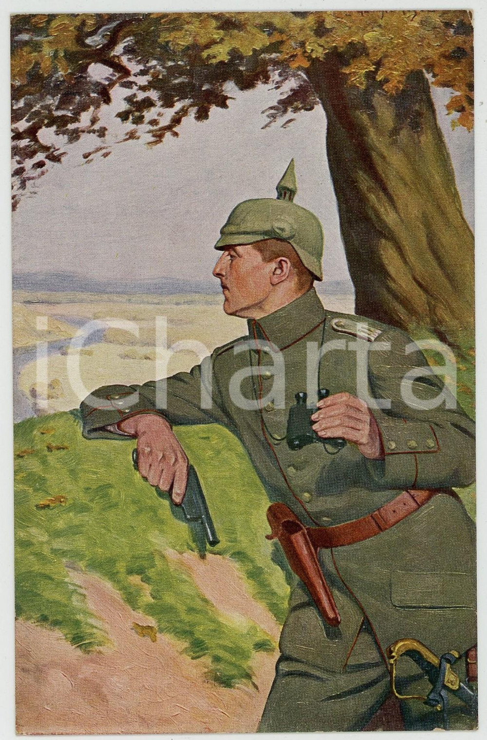 1915 ca WW1 GERMANY - "Unser Leutnant" - In treuer Pflichterfüllung *Postcard  Cartolina postale d'epoca, non viaggiata. GOOD/buono  Formato: 9x14 cm originale e autentica 1