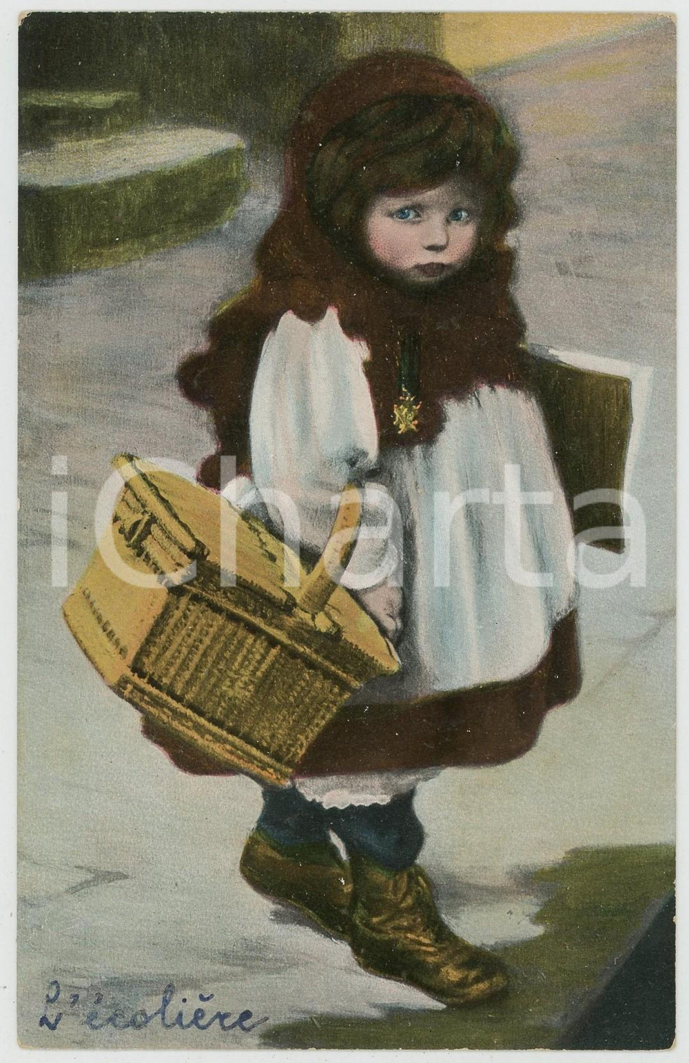 1910 ca SALON DE PARIS Artist Eugene PASCAU "L'ecolière" - Carte postale FP NV  Cartolina postale d'epoca, non viaggiata. GOOD/buono  Formato: FP originale e autentica 1