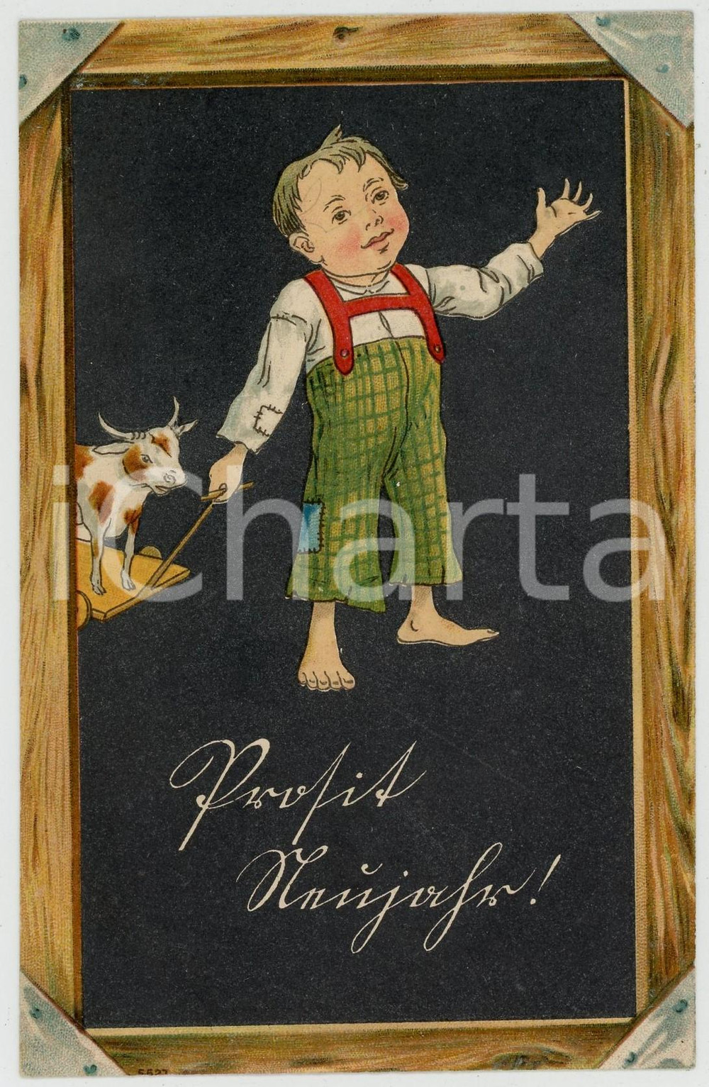 1906 CHILDREN Boy with toy cow ILLUSTRATED Postcard FP VG  Cartolina postale d'epoca, viaggiata. POOR/danneggiato Piegatura all'angolo inferiore destro Formato: FP originale e autentica 1