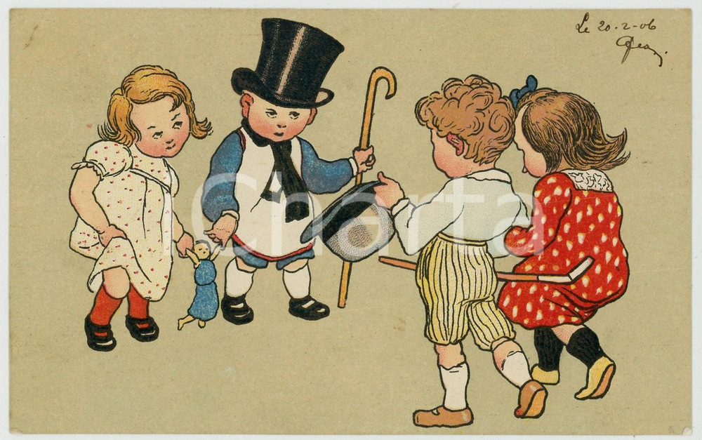 1906 CHILDREN dressed like adults ILLUSTRATED Postcard FP VG  Cartolina d'epoca, viaggiata. FAIR/discreto Smussature agli angoli Formato: FP originale e autentica 1