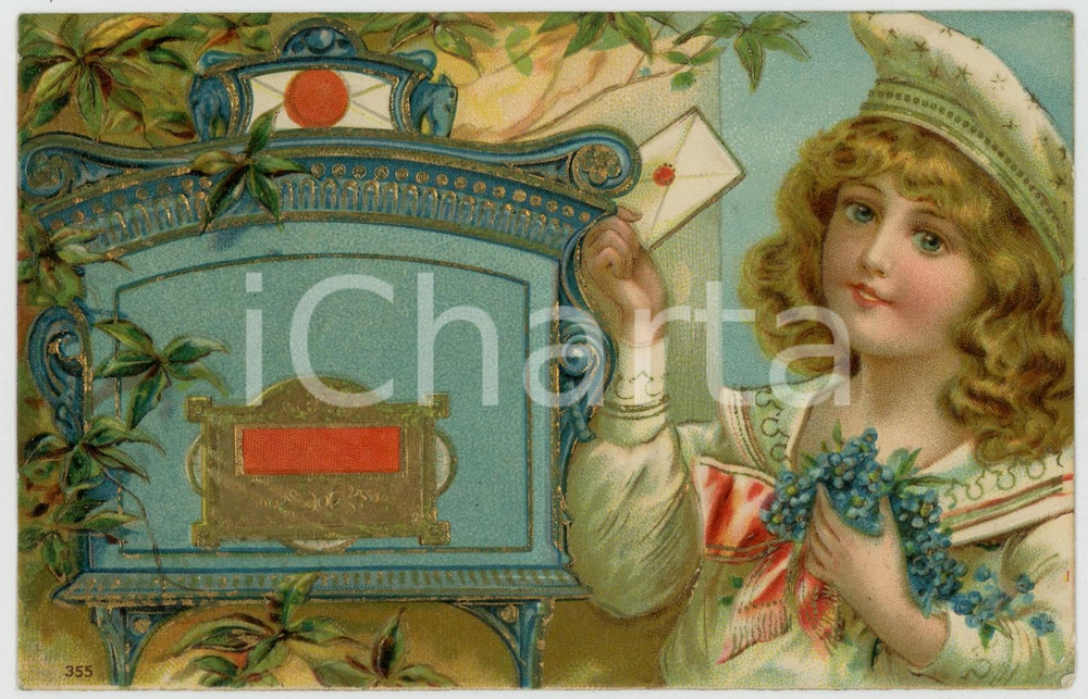 1908 BELGIQUE L'enfant envoie une lettre - Carte postale ILLUSTRÉE FP VG Cartolina d'epoca, viaggiata. FAIR/discreto Lievi smussature agli angoli Formato: FP originale e autentica 1