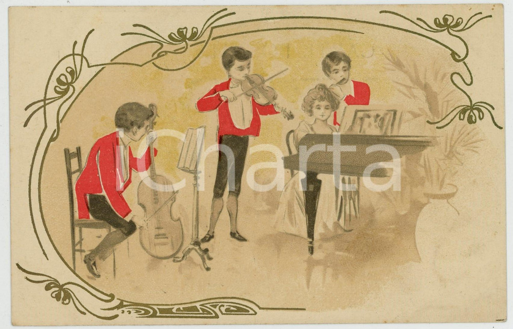 1900 ca FRANCE Orchestre d'enfants - Carte postale ILLUSTRÉE FP NV Cartolina d'epoca, non viaggiata. FAIR/discreto Lievi smussature agli angoli Formato: FP originale e autentica 1