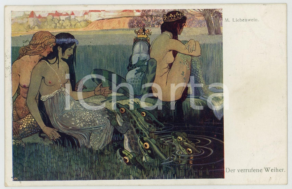 1911 Artist Maximilian LIEBENWEIN - Der verrufene Weiher - Postcard  Cartolina postale d'epoca, viaggiata.CONDIZIONI: G (minime abrasioni angolari)FORMATO: FP    originale e autentica 1