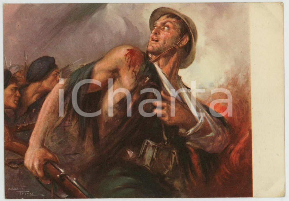 1936 WW2 Guerra di Spagna OMS Illustrazione di Clemente TAFURI Cartolina FG NV  Cartolina postale d'epoca, non viaggiata.Edita dall'Ufficio Storico della Milizia - Serie Cartoline O.M.S.CONDIZIONI: FAIRFORMATO: FP    originale e autentica 1
