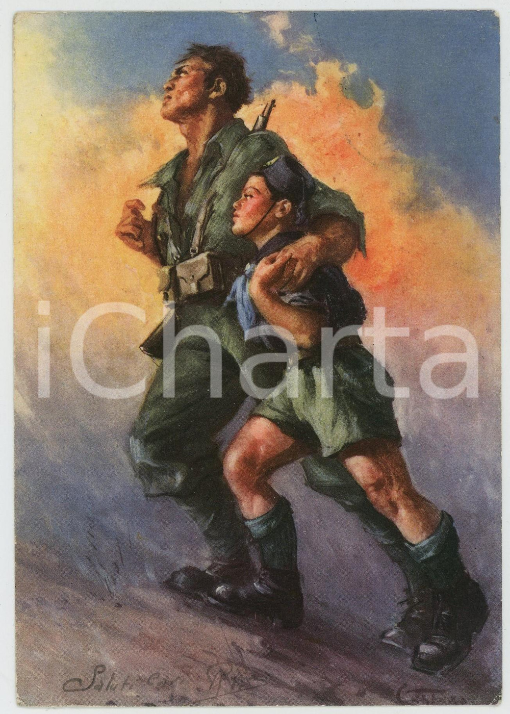 1940 PNF Gioventù Italiana del Littorio Illustrazione Clemente TAFURI Cartolina  Cartolina postale d'epoca, viaggiata.CONDIZIONI: FAIR (smussature agli angoli)FORMATO: FG    originale e autentica 1