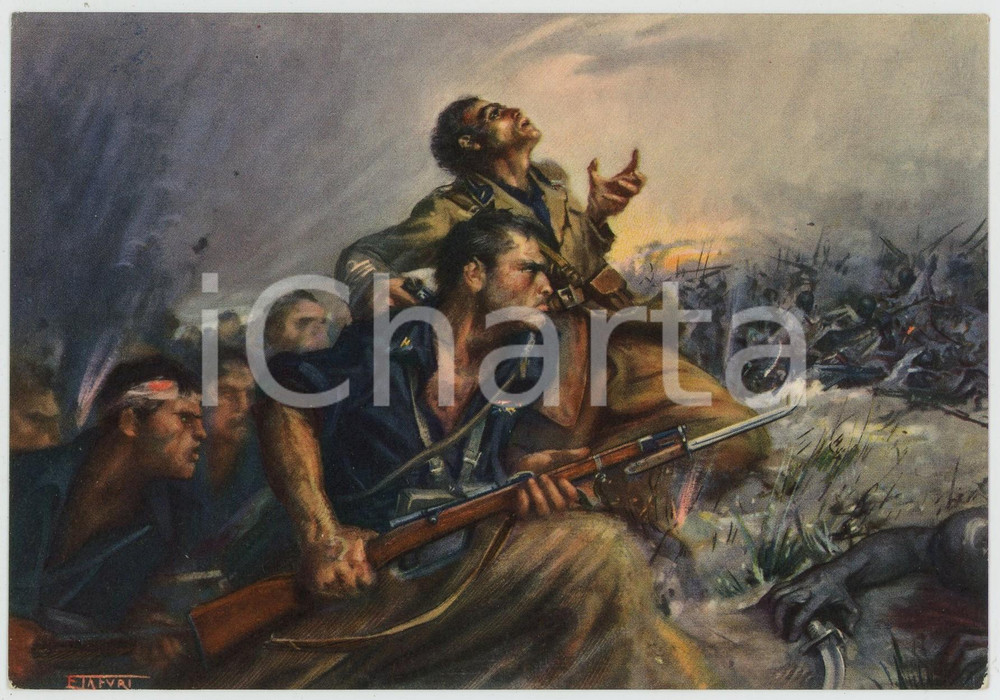 1936 SCIRE' 3^ Divisione CC. NN. 21 Aprile - Ill. di Clemente TAFURI Cartolina  Cartolina postale d'epoca, non viaggiata.Edita dall'Ufficio Storico della Milizia - Serie Cartoline A.O.I.CONDIZIONI: FAIRFORMATO: FP    originale e autentica 1