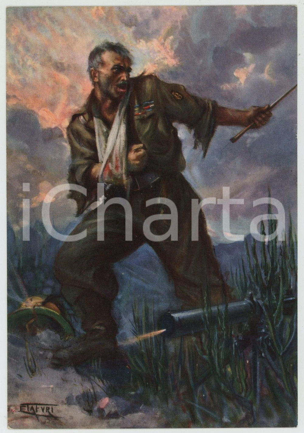 1936 TAGA TAGA 4^ Divisione CC. NN: 3 Gennaio - Ill. Clemente TAFURI Cartolina  Cartolina postale d'epoca, non viaggiata.Edita dall'Ufficio Storico della Milizia - Serie Cartoline A.O.I.CONDIZIONI: FAIRFORMATO: FP    originale e autentica 1