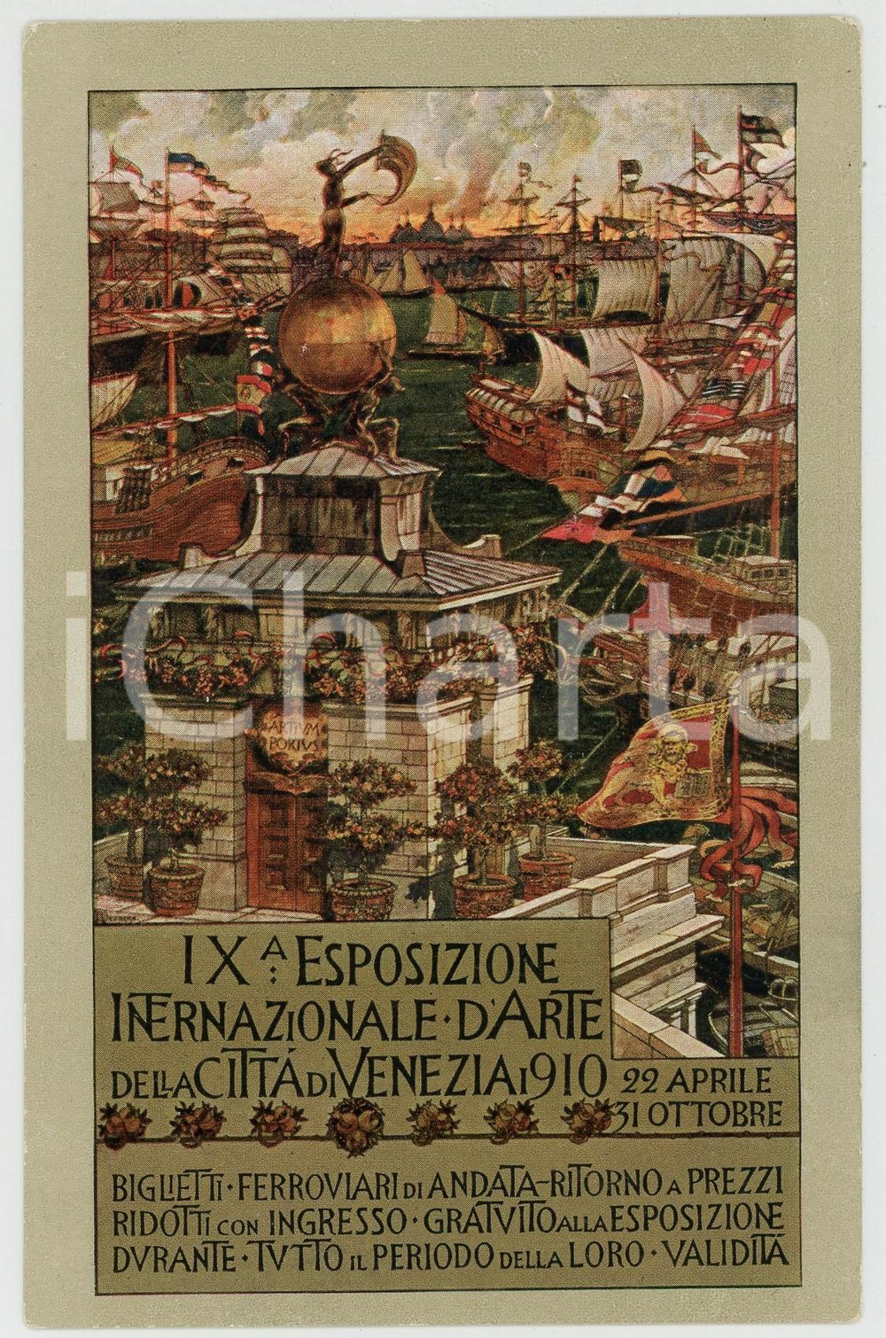 1910 VENEZIA IX Esposizione Internazionale d'Arte - Cartolina ILLUSTRATA FP NV  Cartolina postale d'epoca, non viaggiata.CONDIZIONI: FAIR (lieve piegatura al margine superiore)FORMATO: FP    originale e autentica 1