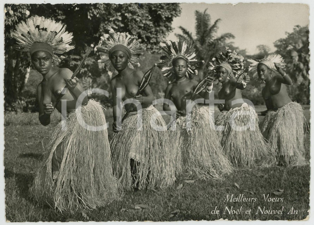 1960 ca AFRICA Nude girls during ritual dance ETHNIC NUDE Postcard FG VG  Cartolina postale d'epoca, viaggiata.CONDIZIONI: FAIRFORMATO: FG    originale e autentica 1