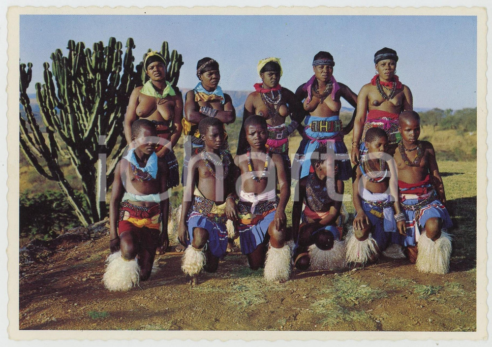 1970 ca NATAL - SOUTH AFRICA Zulu women ETHNIC NUDE Postcard FG NV  Cartolina postale d'epoca, viaggiata.EDIZIONE: Protea Colour PrintsFOTOGRAFO: Derek B. RossenrodeCONDIZIONI: FAIRFORMATO: FG    originale e autentica 1