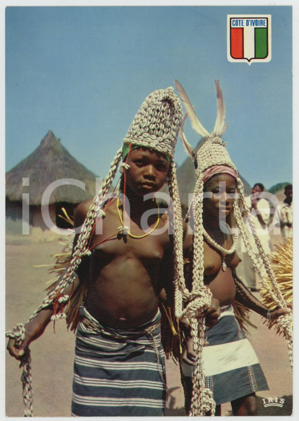 1970ca COTE D'IVOIRE (AFRIQUE) Danseus Boudiali NU ETHNIQUE Carte postale  Cartolina postale d'epoca, non viaggiata. GOOD/buono  Formato: 10x15 cm originale e autentica 1