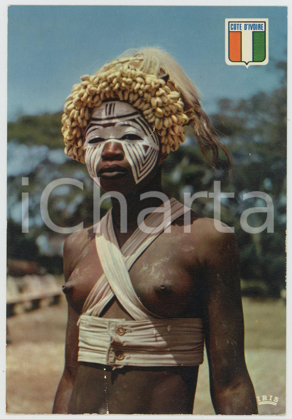 1970ca COTE D'IVOIRE (AFRIQUE) Petite danseuse de Man NU ETHNIQUE Carte postale  Cartolina postale d'epoca, non viaggiata.CONDIZIONI: GFORMATO: FG    originale e autentica 1