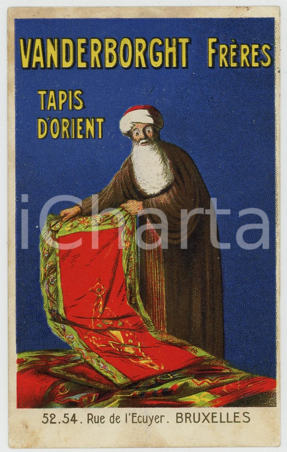 1911 BRUXELLES VANDERBORGHT Frères - Tapis d'Orient - ILLUSTRATED postcard  Cartolina postale d'epoca, viaggiata.CONDIZIONI: FAIR (lievi piegature angolari e ingiallimenti)FORMATO: FP    originale e autentica 1