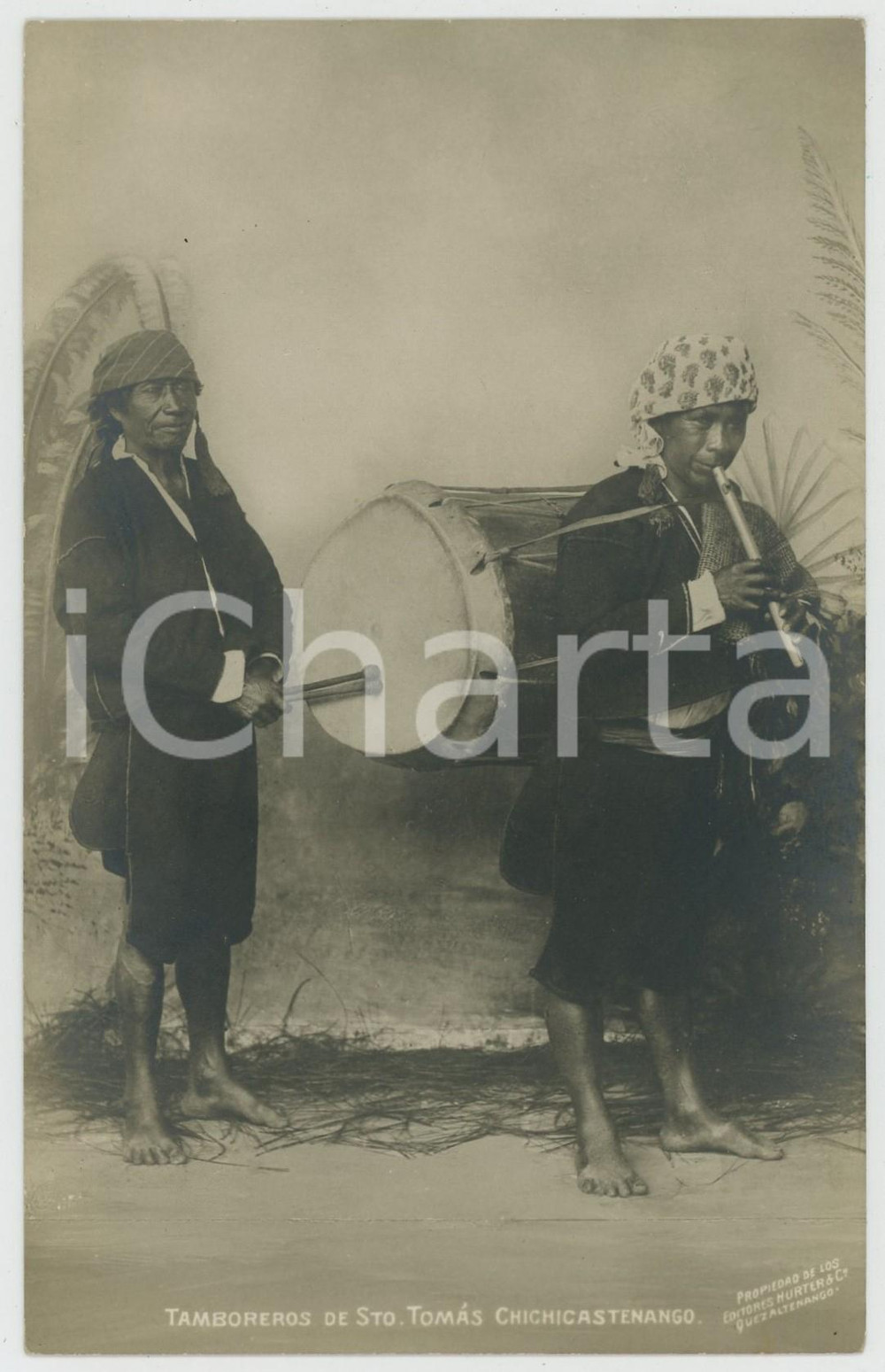 1915 ca SANTO TOMAS CHICHICASTENANGO (GUATEMALA) Tamboreros - Vintage postcard  Cartolina postale d'epoca, non viaggiata.CONDIZIONI: GFORMATO: FP    originale e autentica 1