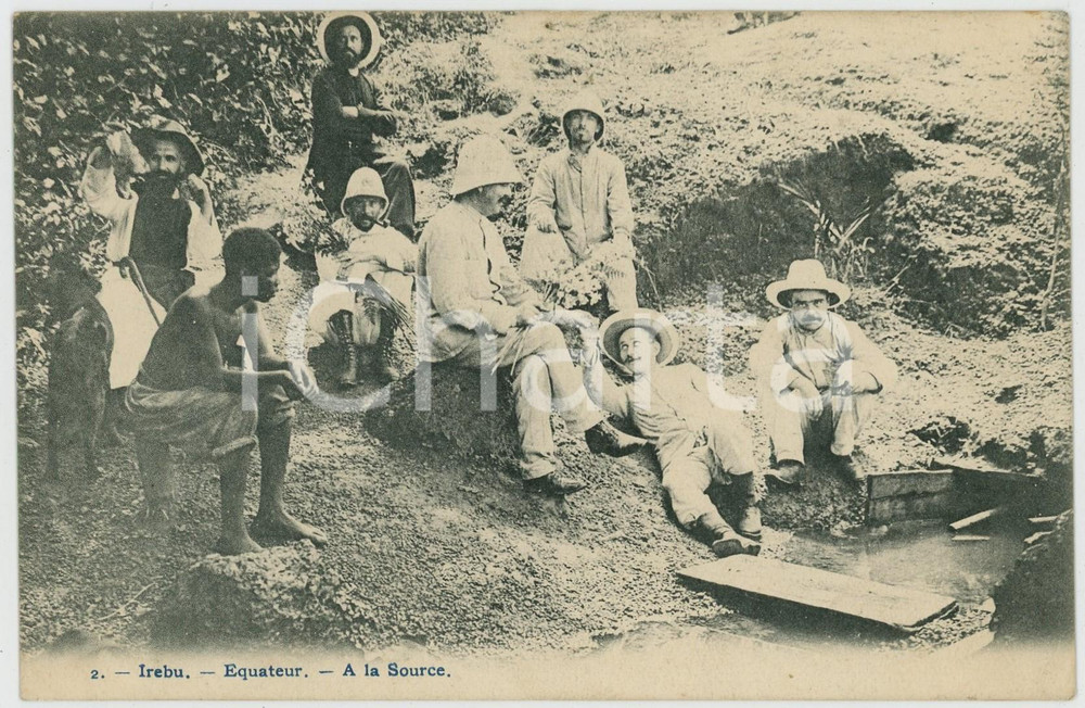 1911 IREBU (CONGO) A la source - Explorateurs - Carte postale COLONIALE  Cartolina postale d'epoca, viaggiata.CONDIZIONI: GFORMATO: FP    originale e autentica 1