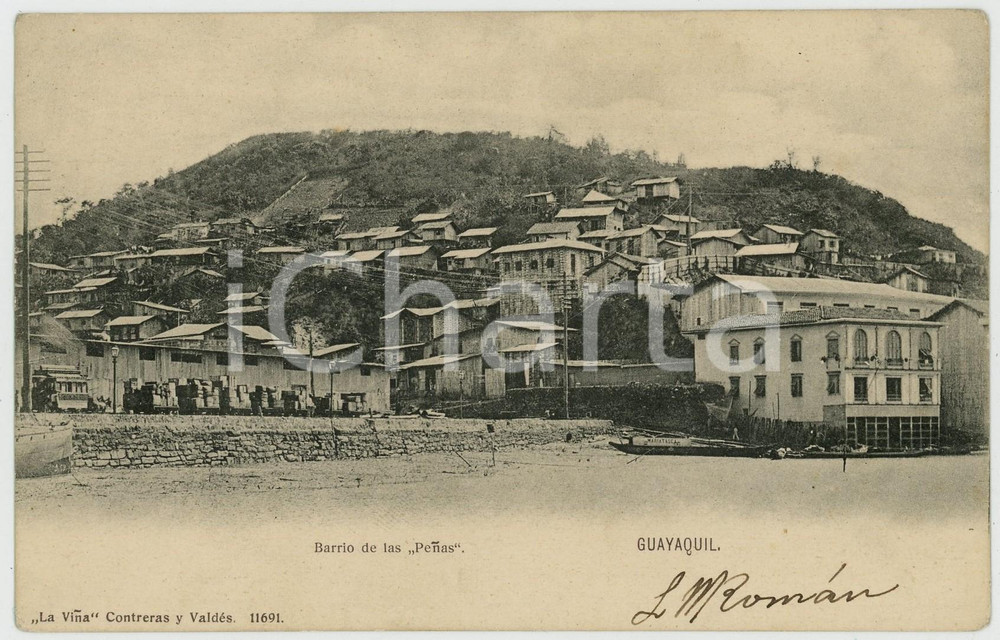 1900 ca GUAYAQUIL (ECUADOR) Barrio de las Peñas - Vintage postcard  Cartolina postale d'epoca, non viaggiata.CONDIZIONI: GFORMATO: FP    originale e autentica 1