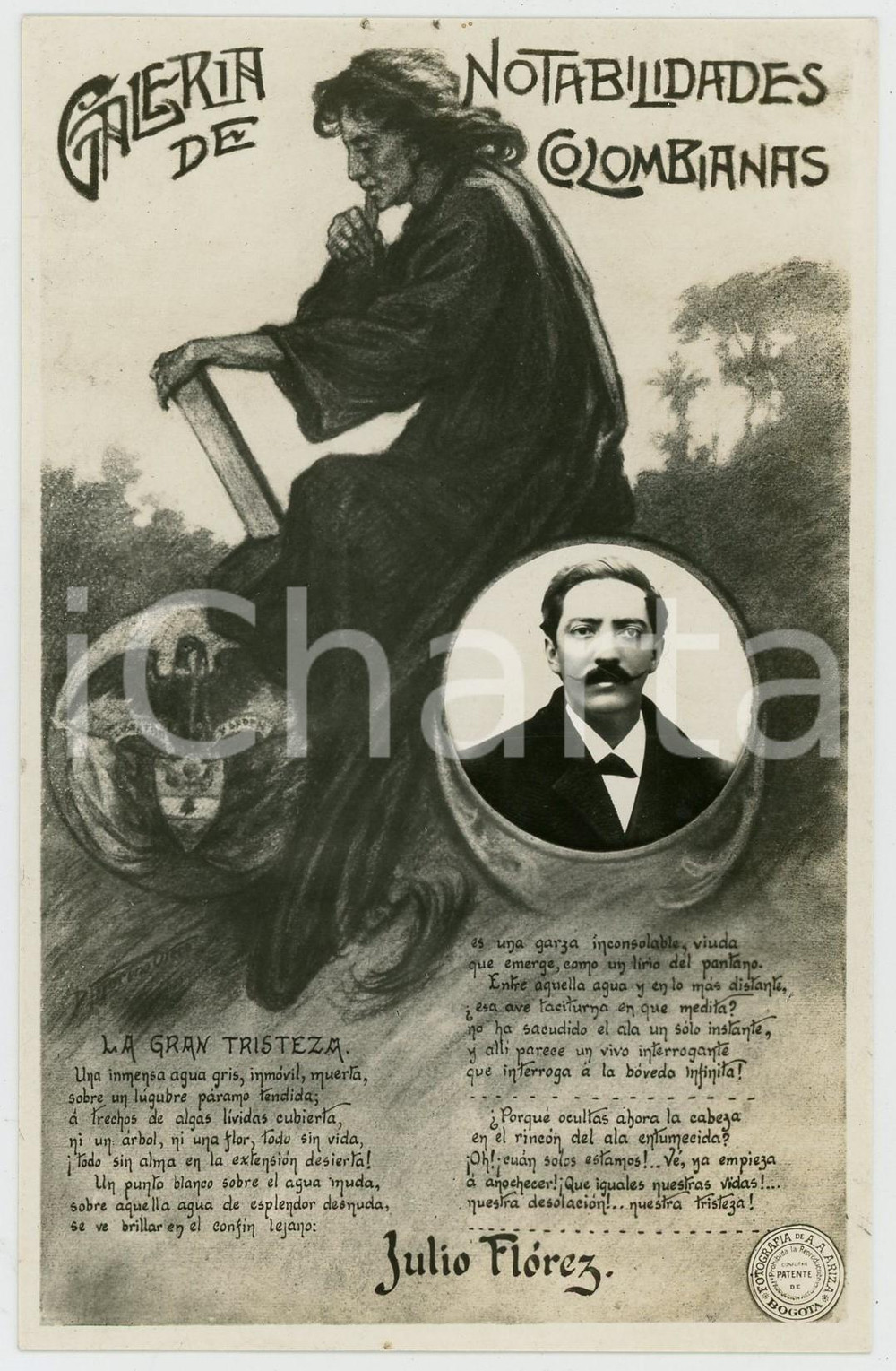 1920 ca COLOMBIA Galeria de notabilidades colombianas - Julio FLOREZ - Postcard  Cartolina postale d'epoca, non viaggiata.CONDIZIONI: GFORMATO: FP    originale e autentica 1