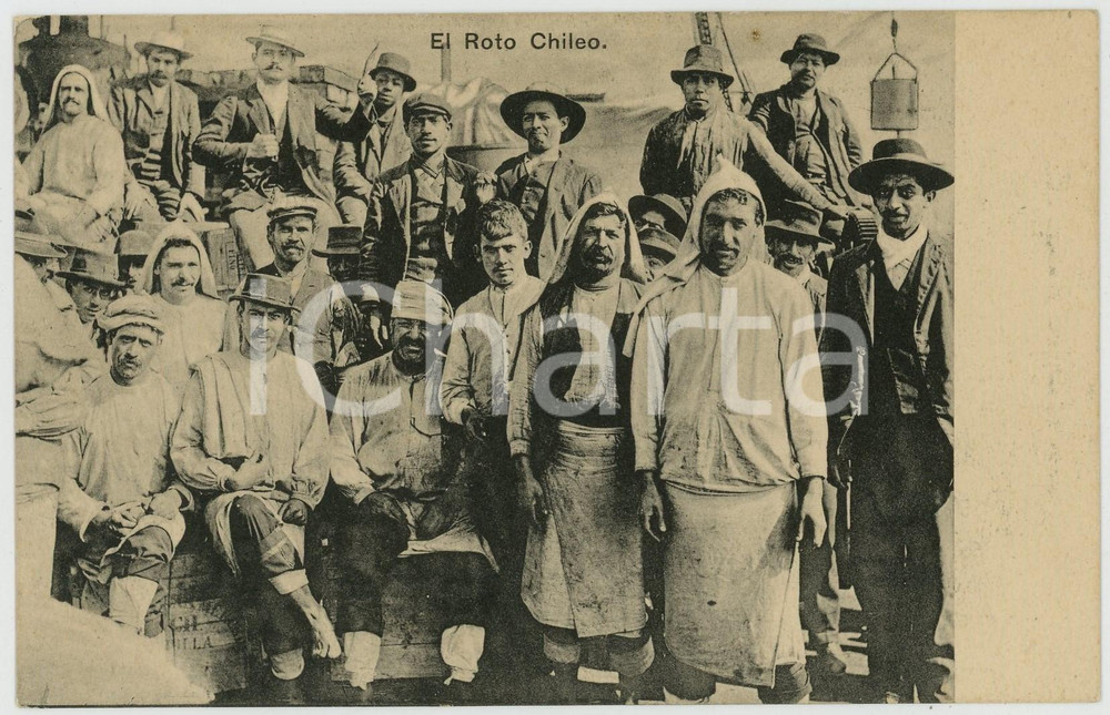 1910 ca COSTUMBRES CHILE El Roto Chileno -Tarjeta postal vintage  Cartolina postale d'epoca, non viaggiata.CONDIZIONI: GFORMATO: FP    originale e autentica 1