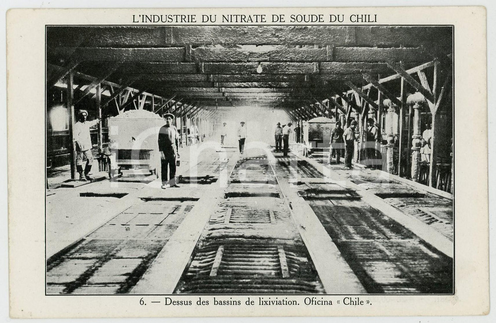 1910 ca CHILE Industrie Nitrate de Soude - Dessus bassin lixiviation *Postcard  Cartolina postale d'epoca, non viaggiata.CONDIZIONI: GFORMATO: FP    originale e autentica 1