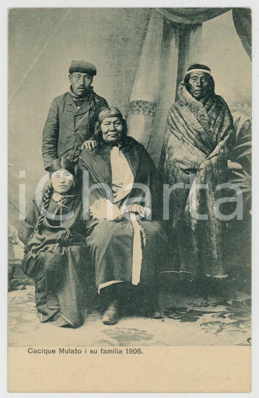 1906 COLOMBIA Indios - Cacique mulato y su familia -Tarjeta postal  Cartolina postale d'epoca, non viaggiata.CONDIZIONI: FAIR (piegatura angolare)FORMATO: FP    originale e autentica 1
