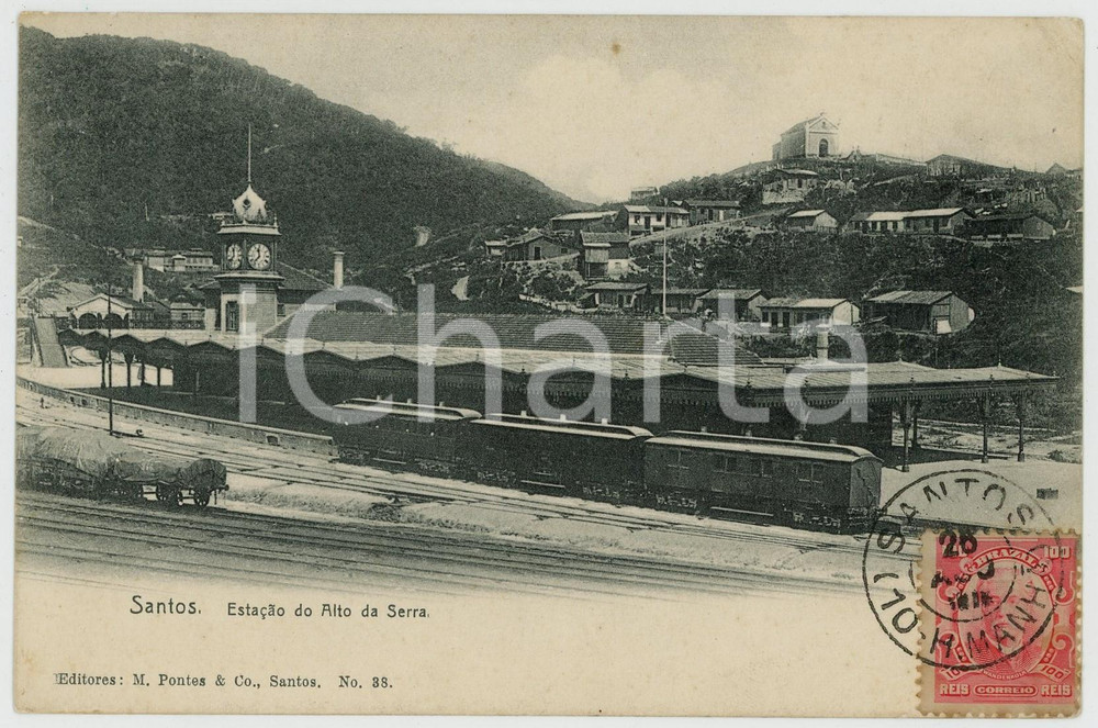 1913 SANTOS - BRAZIL Estacao do Alto da Serra - Postcard FP VG  Cartolina d'epoca, viaggiata. FAIR/discreto Lievi smussature agli angoli Formato: FP originale e autentica 1