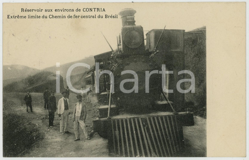 1910 BRAZIL RAILWAYS - Réservoir aux environs de CONTRIA - ANIMATED postcard Cartolina postale d'epoca, viaggiata.CONDIZIONI: GFORMATO: FP    originale e autentica 1