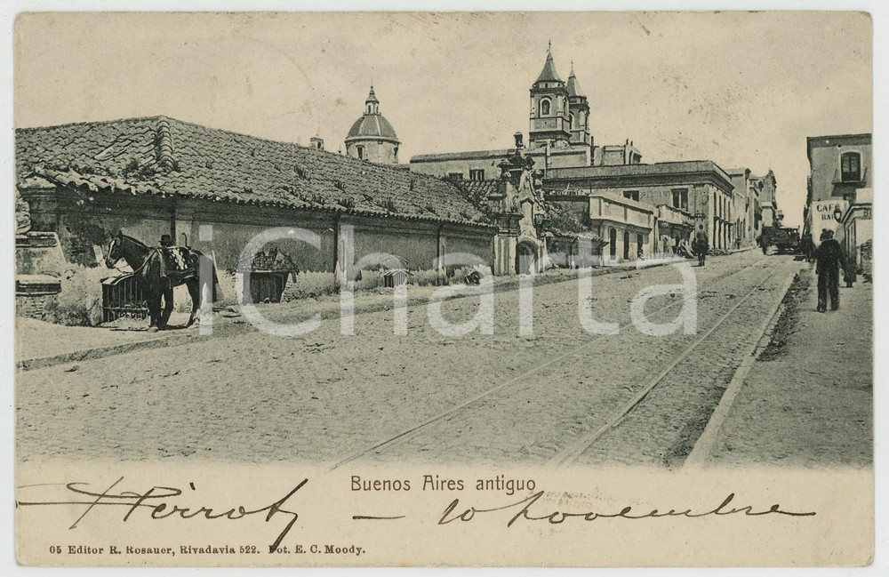 1905 BUENOS AIRES - ARGENTINA Veduta con cavallo - Cartolina FP VG  Cartolina d'epoca, viaggiata. FAIR/discreto Smussature agli angoli Formato: FP originale e autentica 1